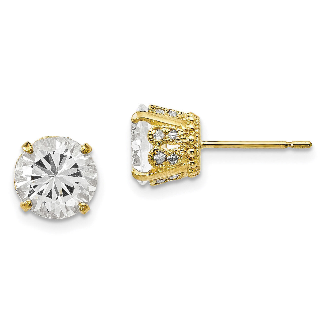 Diamond Lab Created White Sapphire Post Earrings 10k Polished Gold 10YC394CWS, MPN: 10YC394CWS,