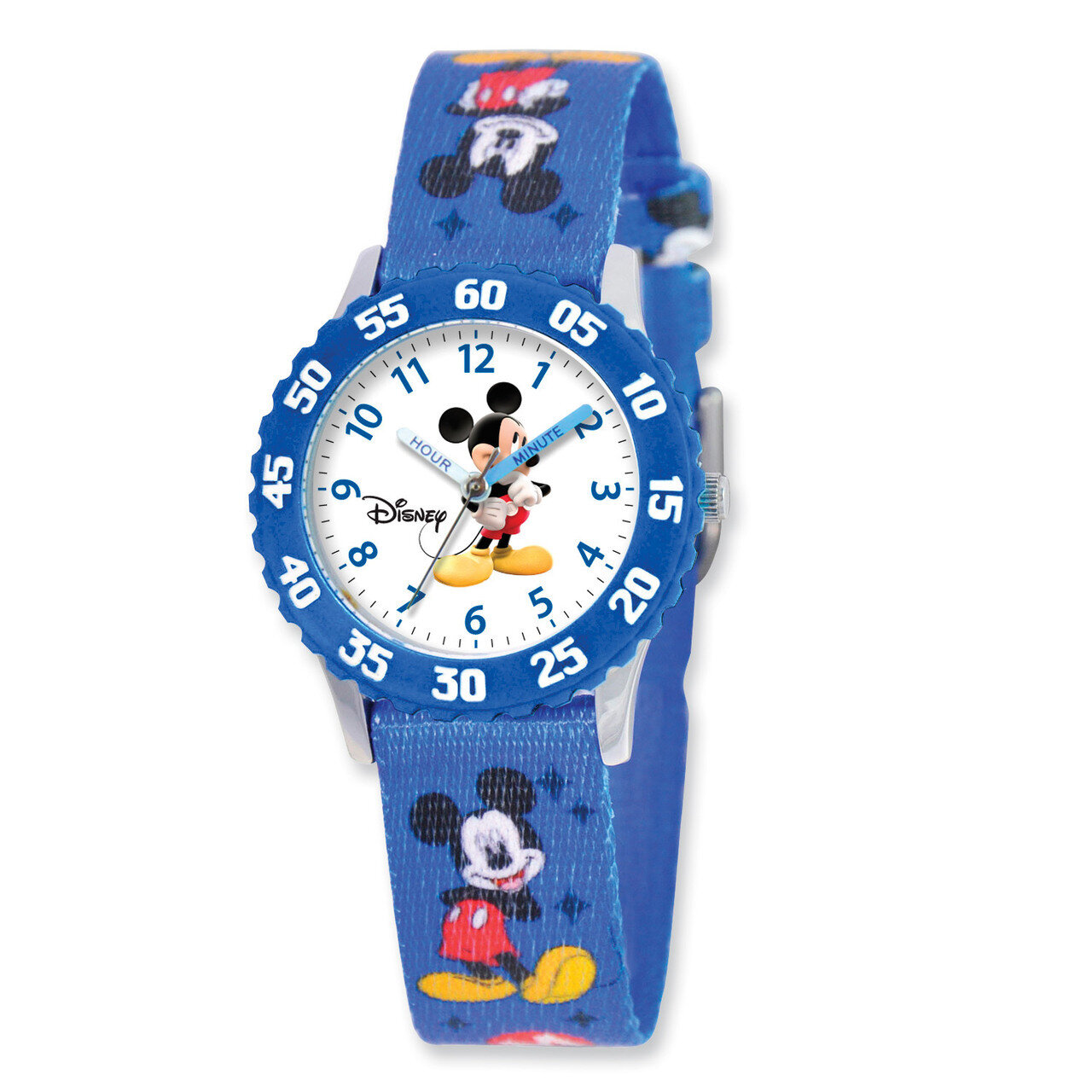 Disney Kids Mickey Mouse Printed Fabric Band Time Teacher Watch XWA3574, MPN: XWA3574, 843231059306