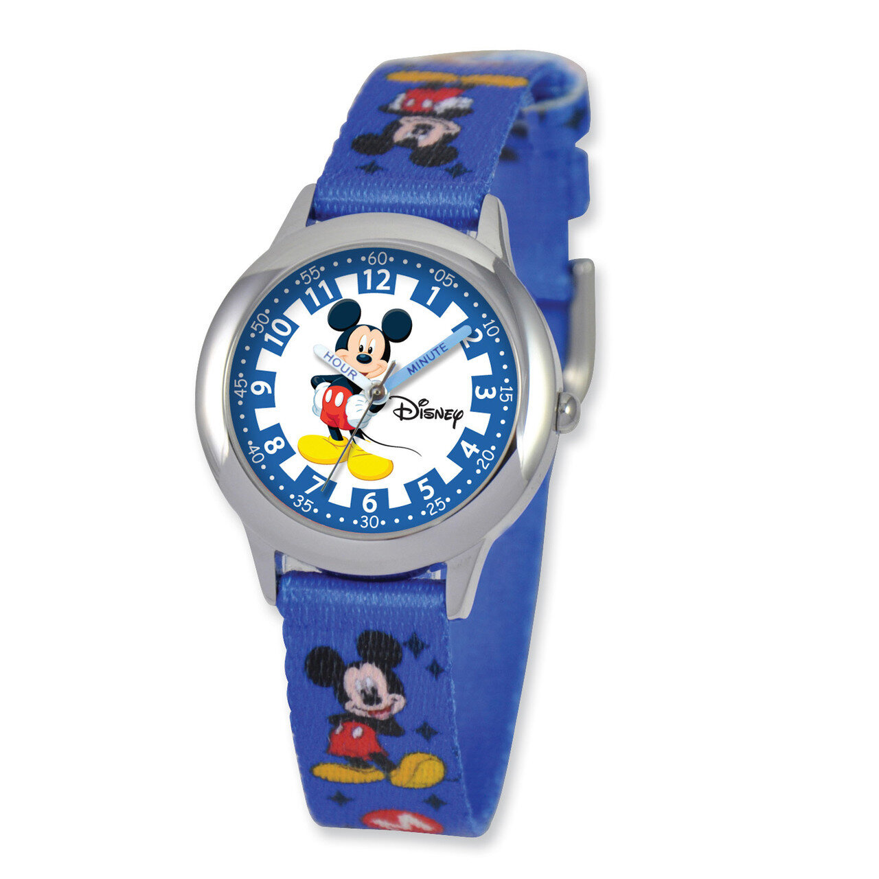 Disney Kids Mickey Mouse Printed Fabric Band Time Teacher Watch XWA3581, MPN: XWA3581, 843231059436