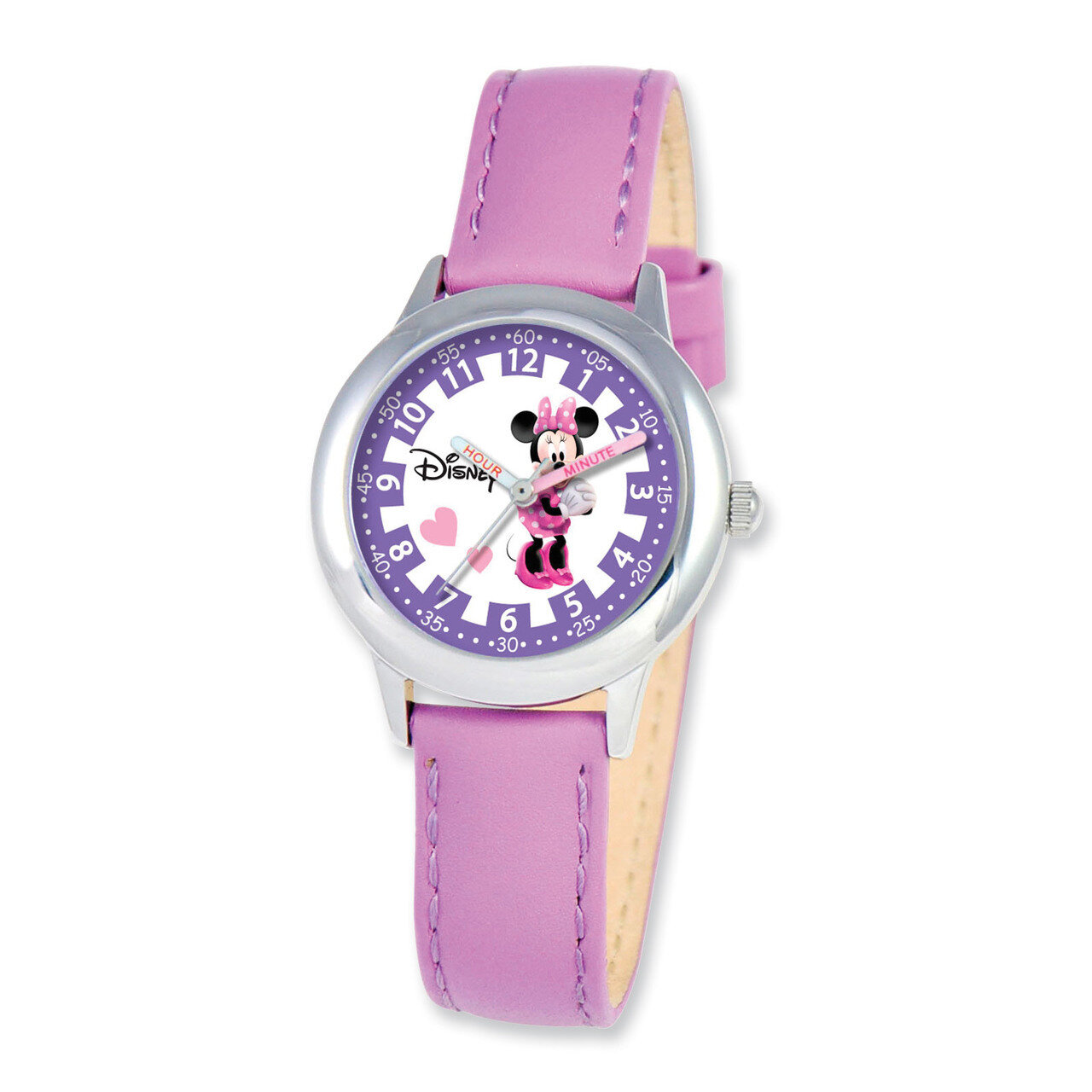 Disney Kids Minnie Mouse Purple Leather Band Time Teacher Watch XWA3591, MPN: XWA3591, 843231059603