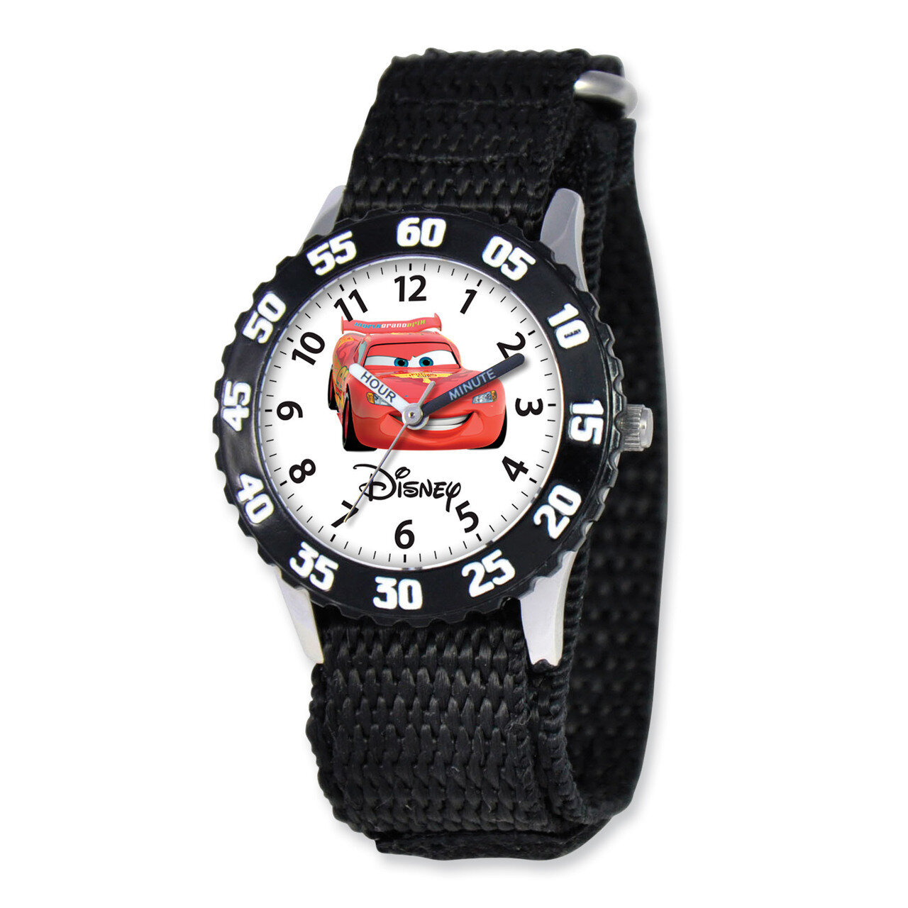 Disney Cars Lightning Mcqueen Black Velcro Band Time Teacher Watch XWA3616, MPN: XWA3616, 843231060…