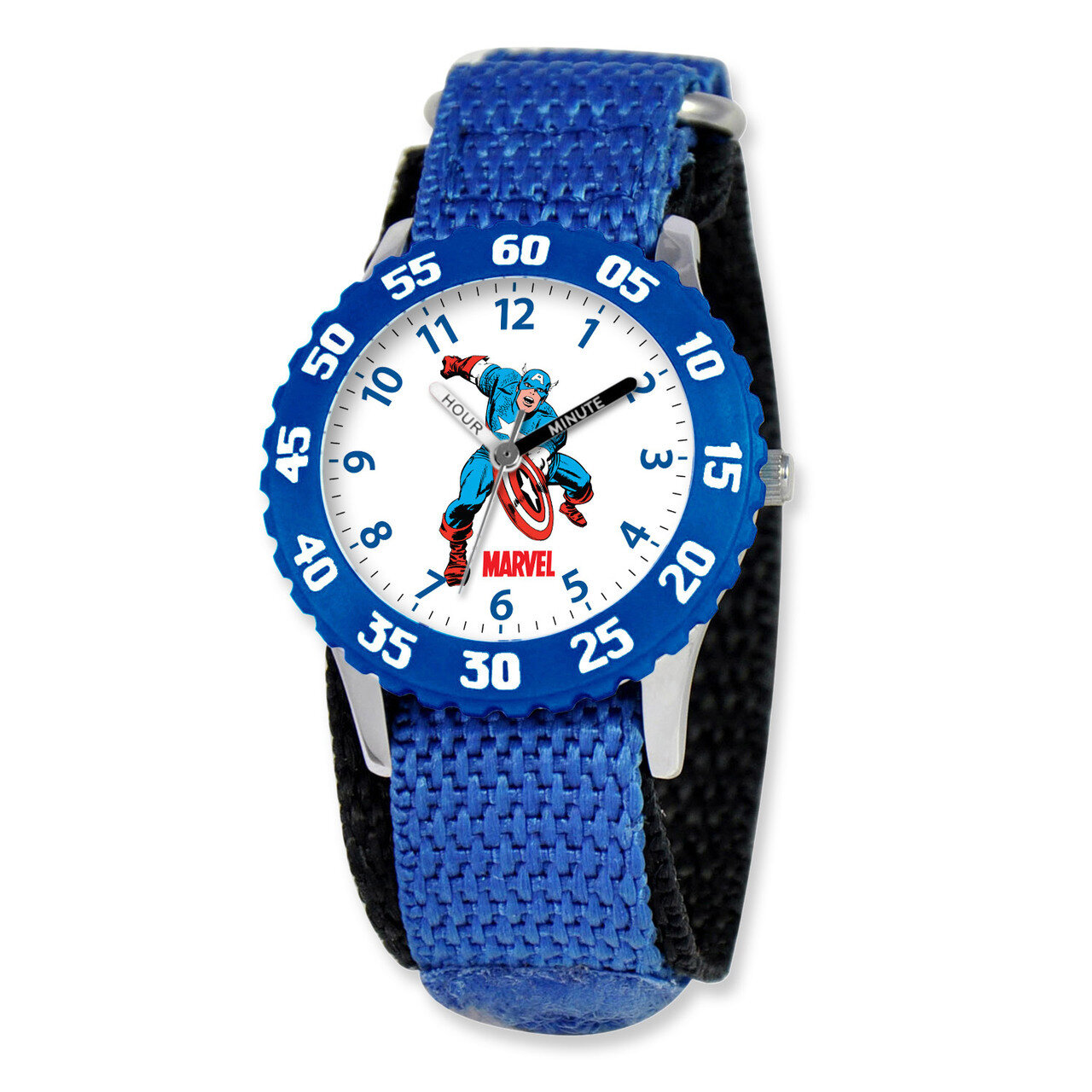 Marvel Captain America Kids Blue Velcro Band Time Teacher Watch XWA3712, MPN: XWA3712, 843231060579