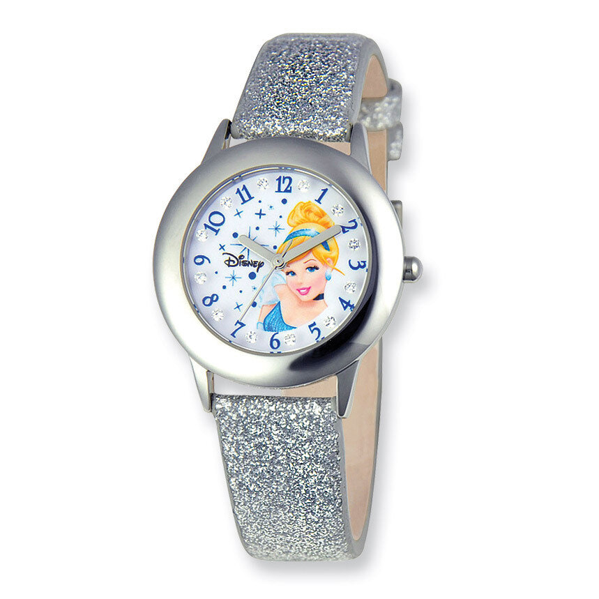 Disney Princess Cinderella Glitz Silver Band Tween Watch XWA4037
