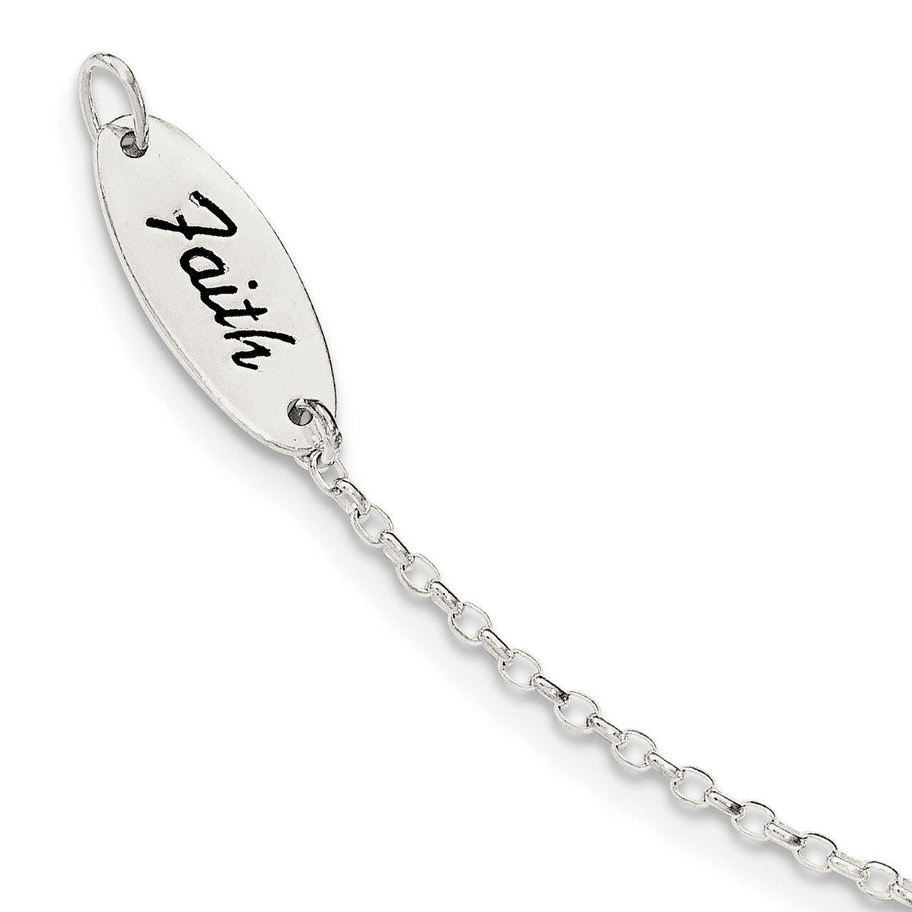 Enamel Faith and Cross Bracelet Sterling Silver Polished QG3624-7.5, MPN: QG3624-7.5, 191101472831