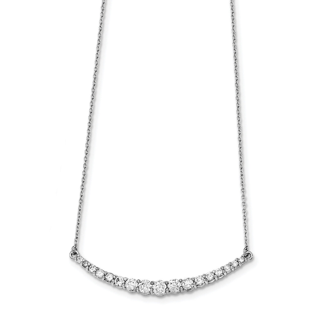 CZ with 2In Ext. Bar Necklace Sterling Silver Rhodium-plated QG3648-16