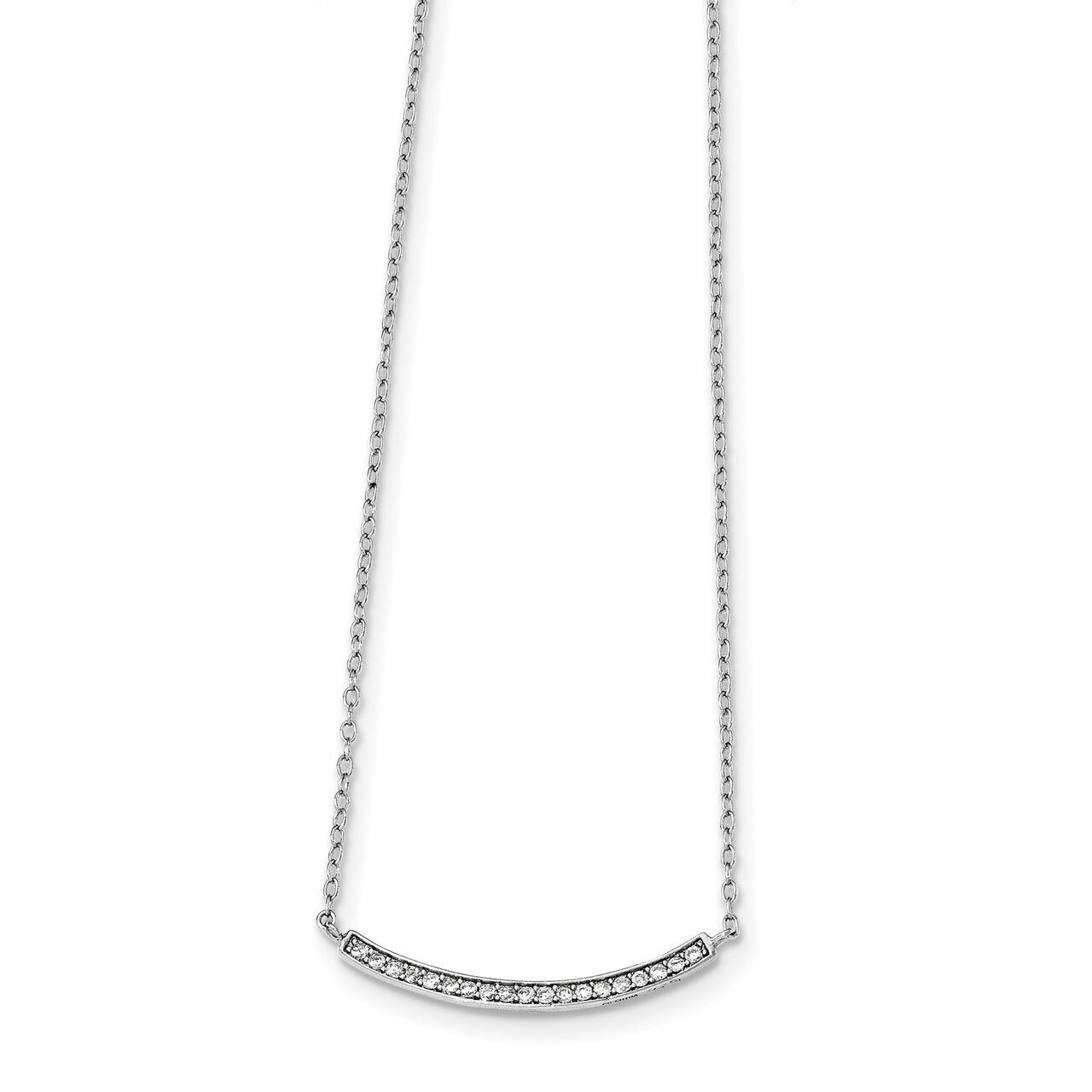 CZ Fancy Bar Necklace Sterling Silver Rhodium-plated QG3650-18, MPN: QG3650-18, 886774258638