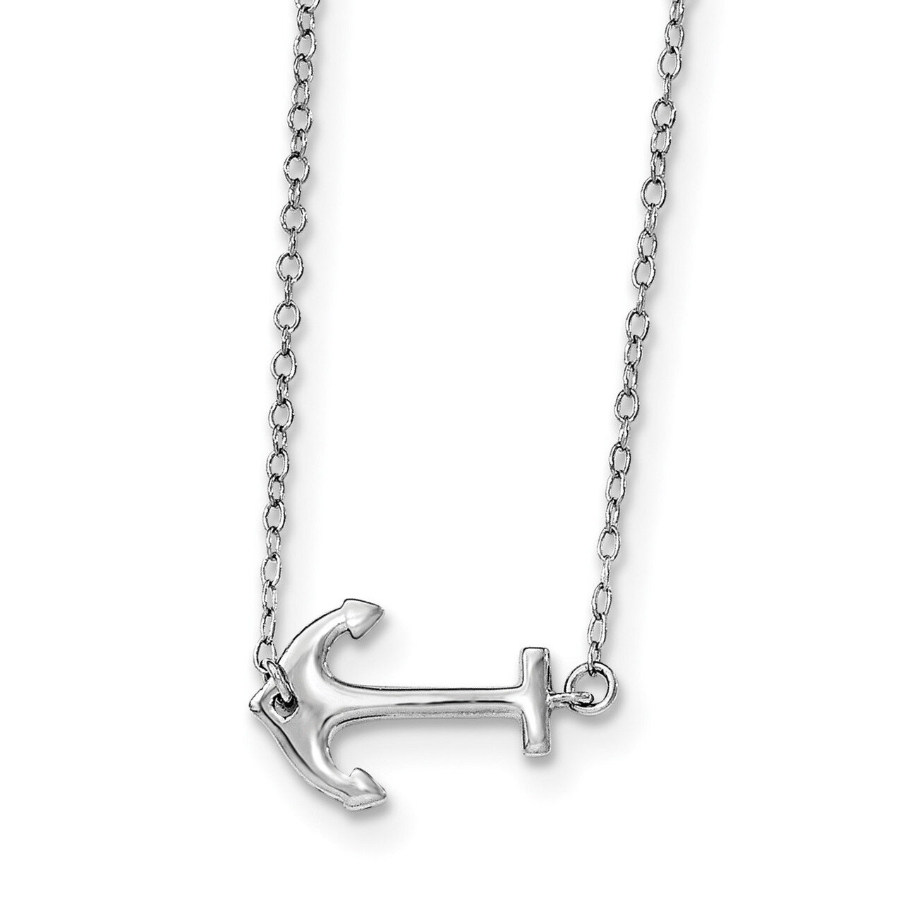 Anchor with 2In Ext. Necklace Sterling Silver Rhodium-plated QG3998-16