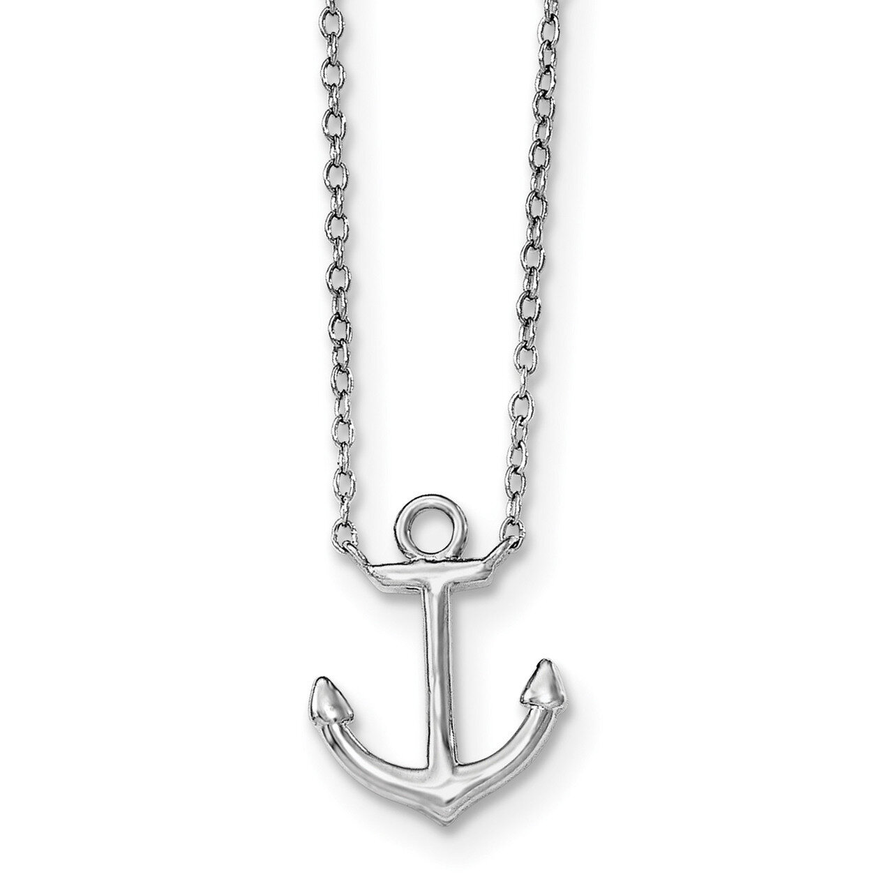 Anchor with 2In Ext. Necklace Sterling Silver Rhodium-plated QG3999-16