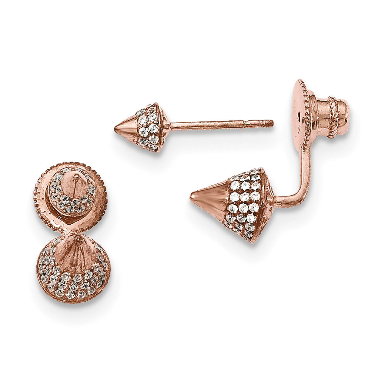CZ Convertible Back Earrings Sterling Silver Gold-plated QMP1498, MPN: QMP1498, 886774612287