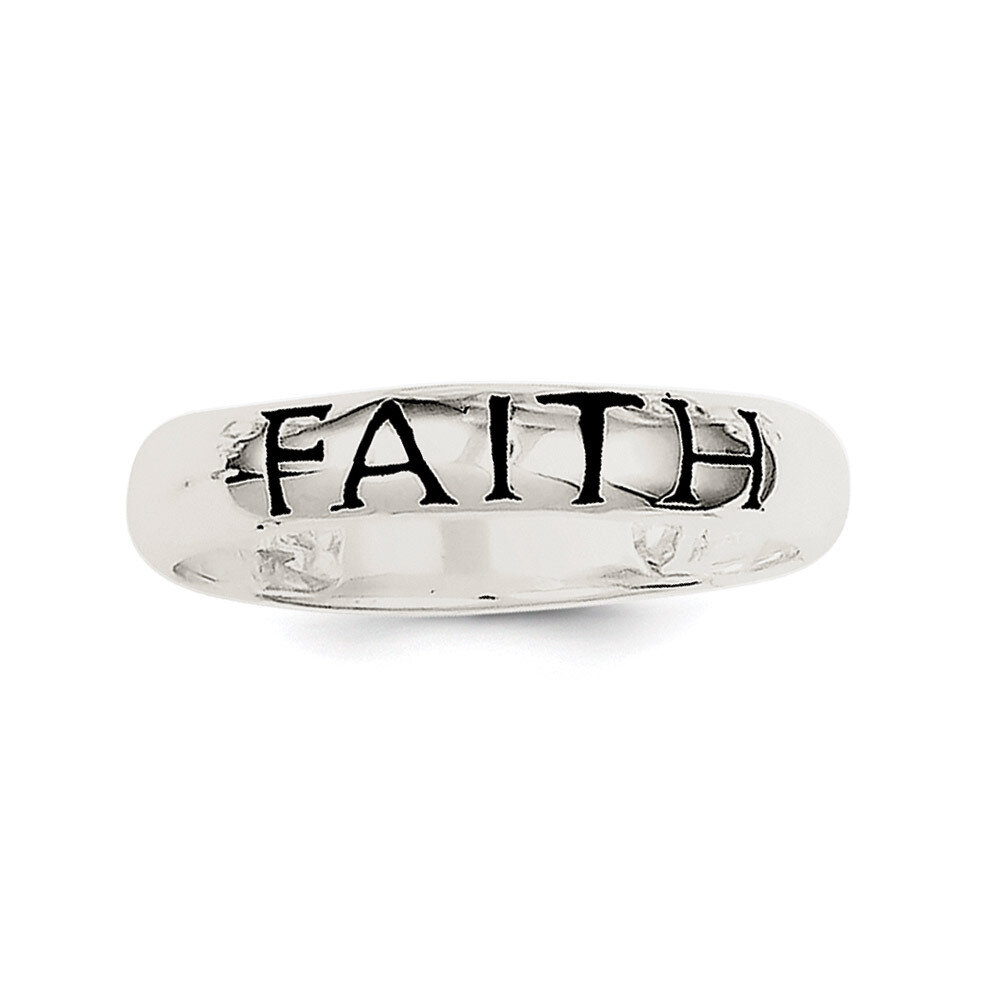 Polished Faith Ring Sterling Silver Antiqued QR2692-7, MPN: QR2692, 883957313689