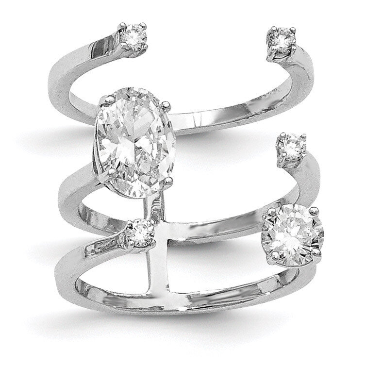 CZ Adjustable Ring Sterling Silver Rhodium-plated QR6522, MPN: QR6522, 886774612850
