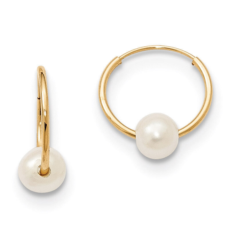 5-6Mm White Freshwater Cultured Pearl Endless Hoop Earrings 14k Gold XF590EW, MPN: XF590EW, 8867746…