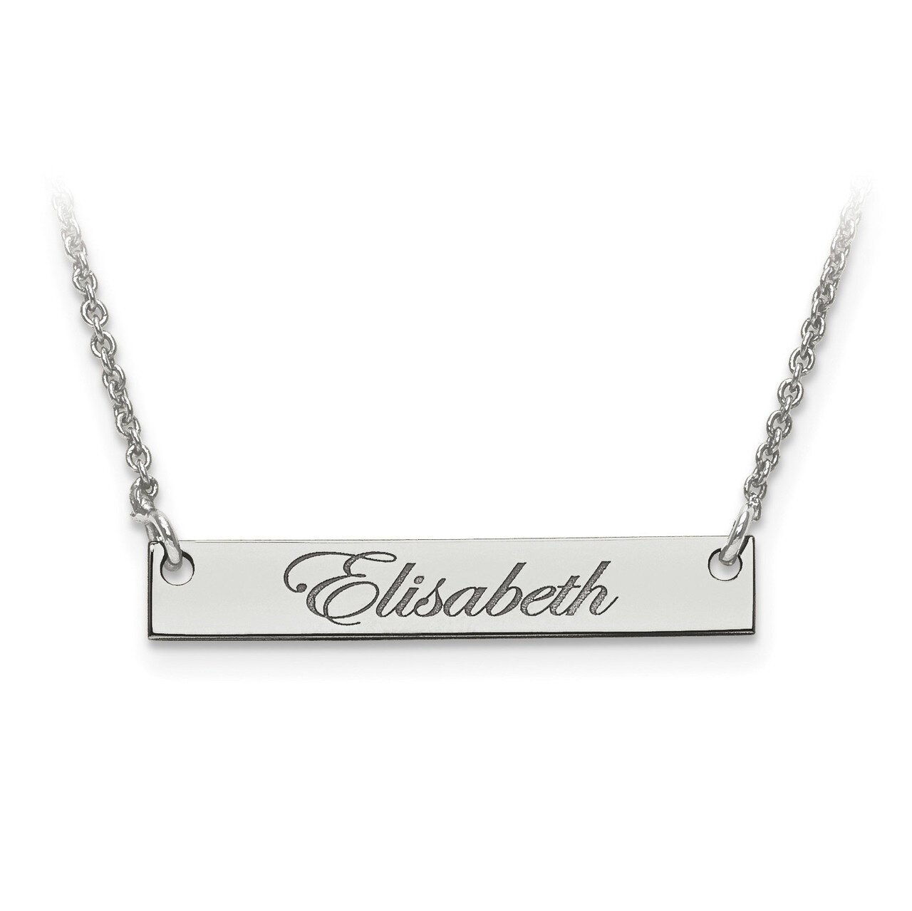 Small Polished Script Name Bar with Chain 14k White Gold XNA640W, MPN: XNA640W, 886774615387