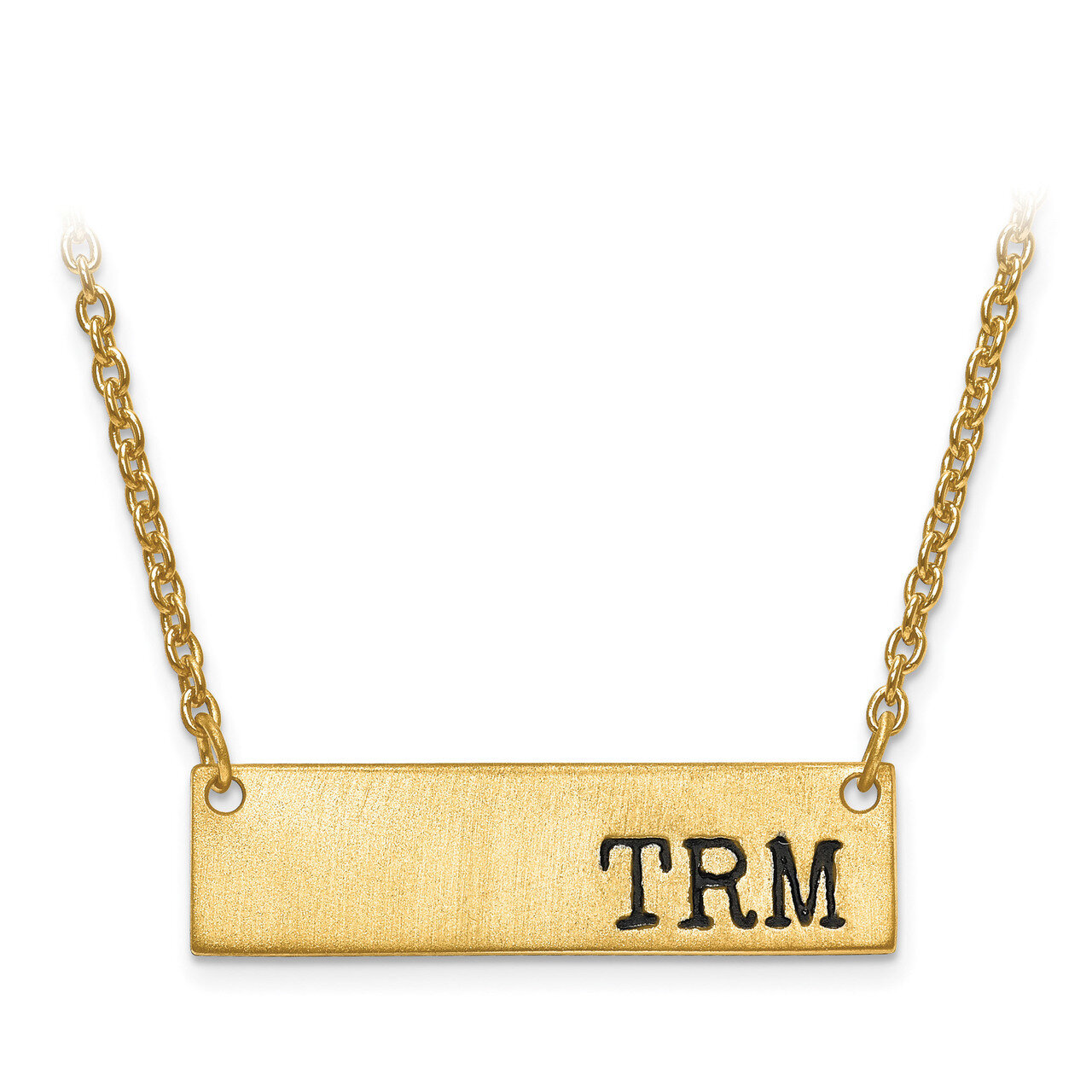 Brushed Antiqued Initial Monogram Bar with Chain 14k Gold XNA646Y