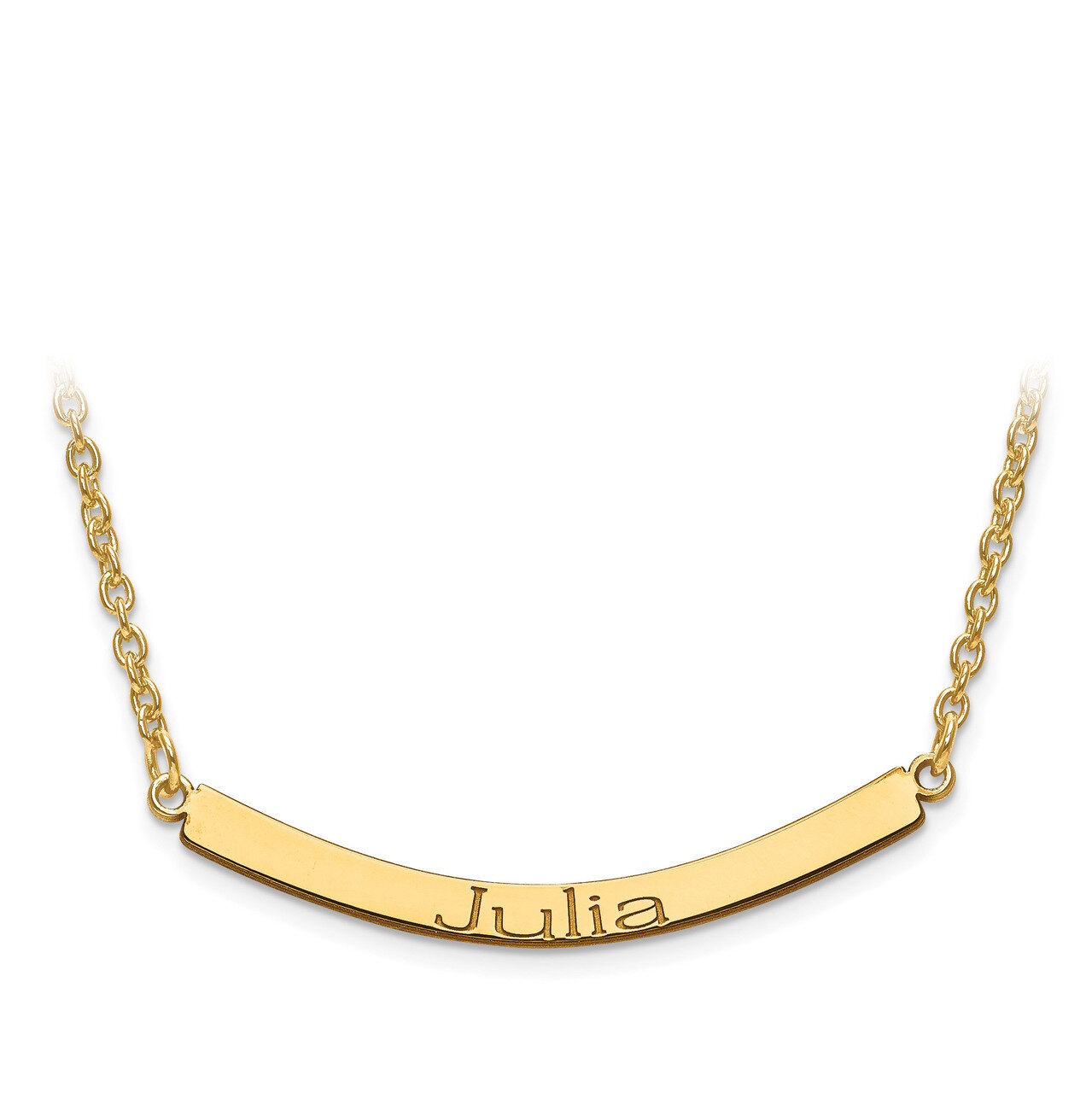 Recessed Letters Curved Name Bar with Chain Sterling Silver Gold-plated XNA649GP, MPN: XNA649GP, 88…