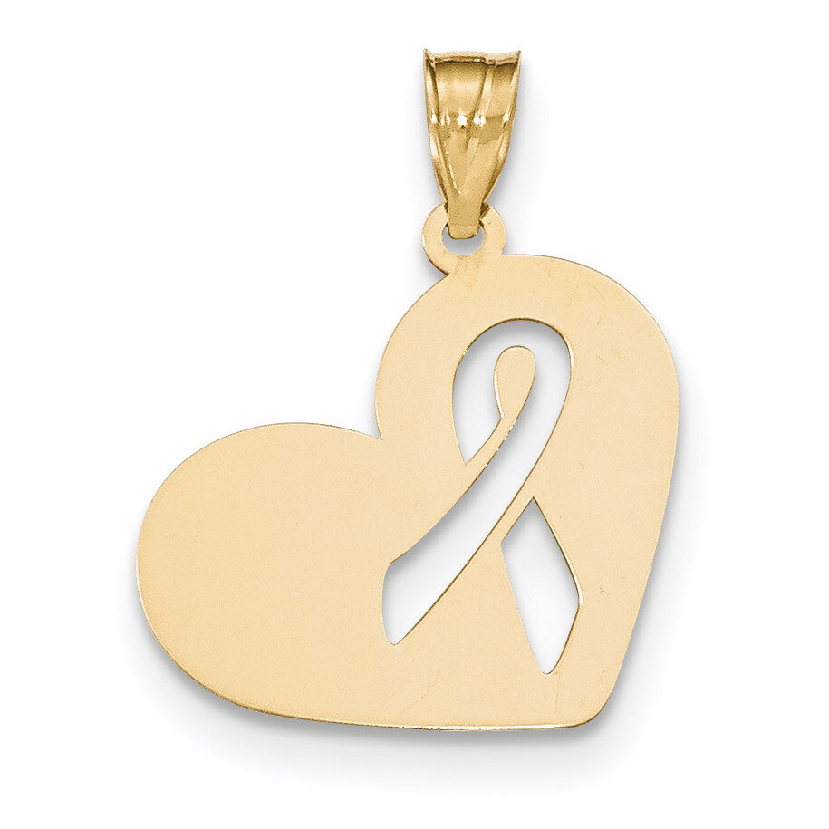 Heart with Cut Out Awareness Ribbon Charm 14k Gold YC1173