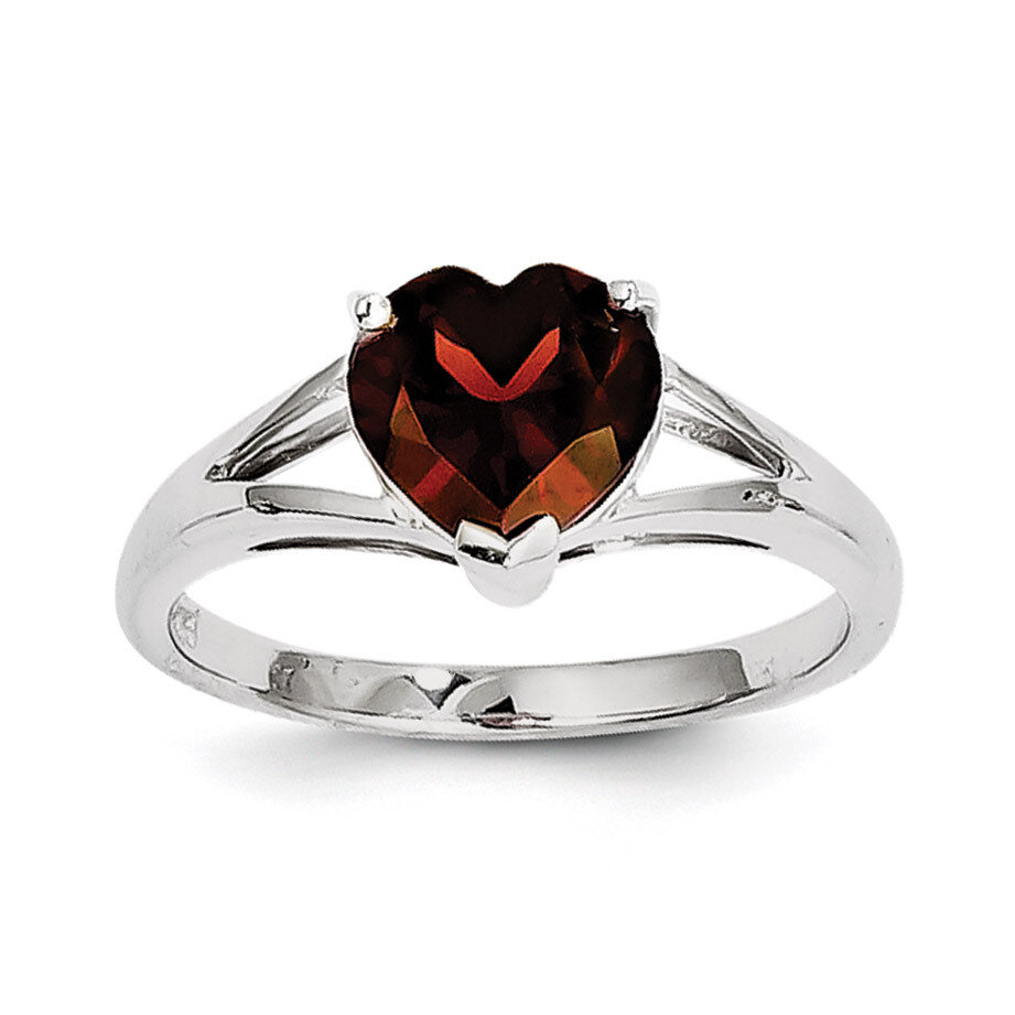 Garnet Ring Sterling Silver Rhodium QDX605-6, MPN: QDX605, 883957555065