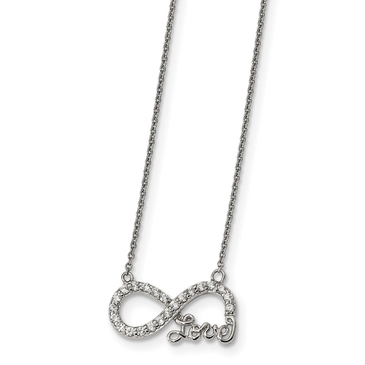 Inifinity Love Necklace Sterling Silver CZ QG4399-18
