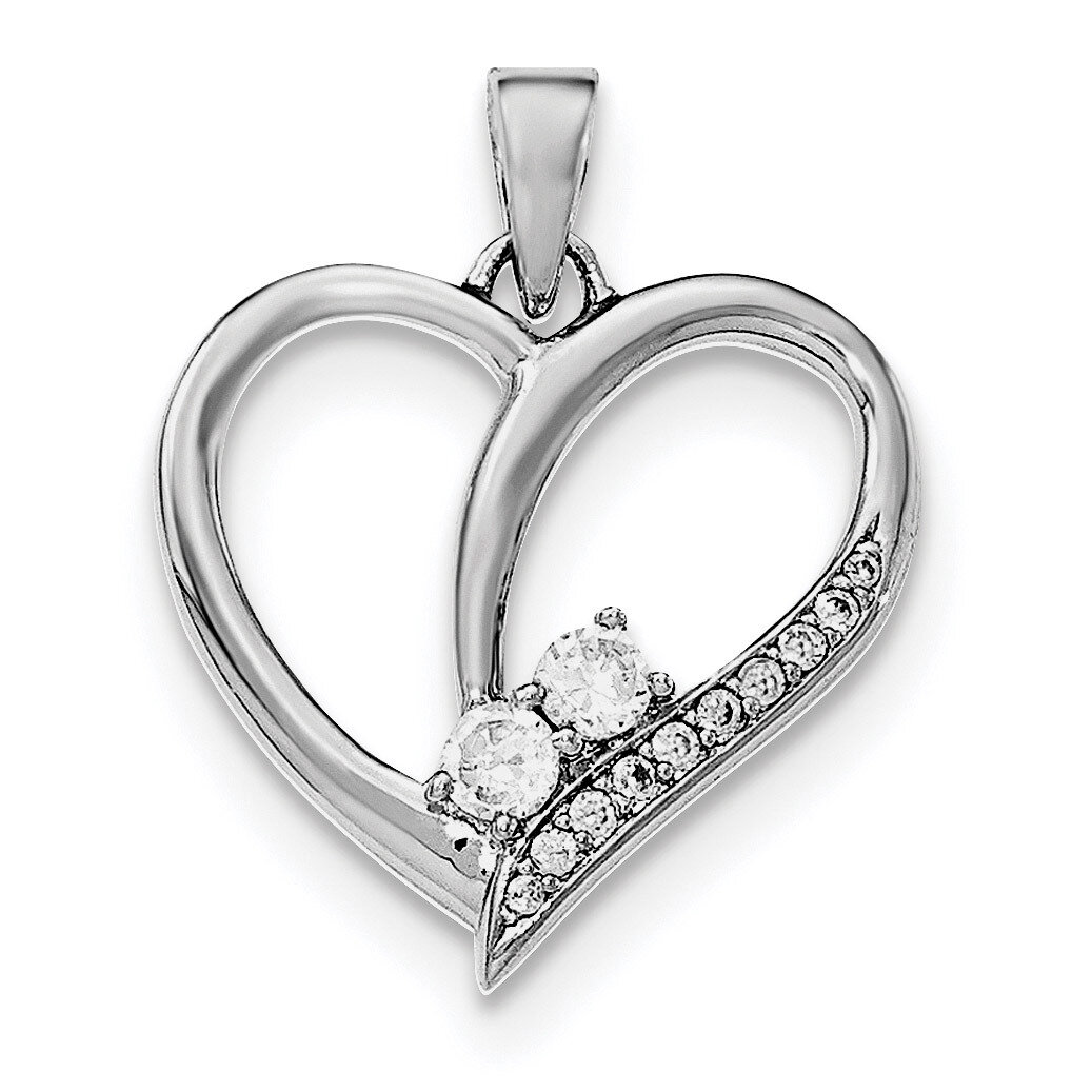 CZ Heart Pendant Sterling Silver Rhodium-plated QP4456