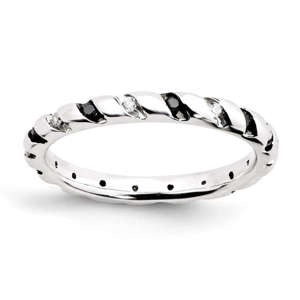 Black & White Diamond Ring Sterling Silver QSK1047-10