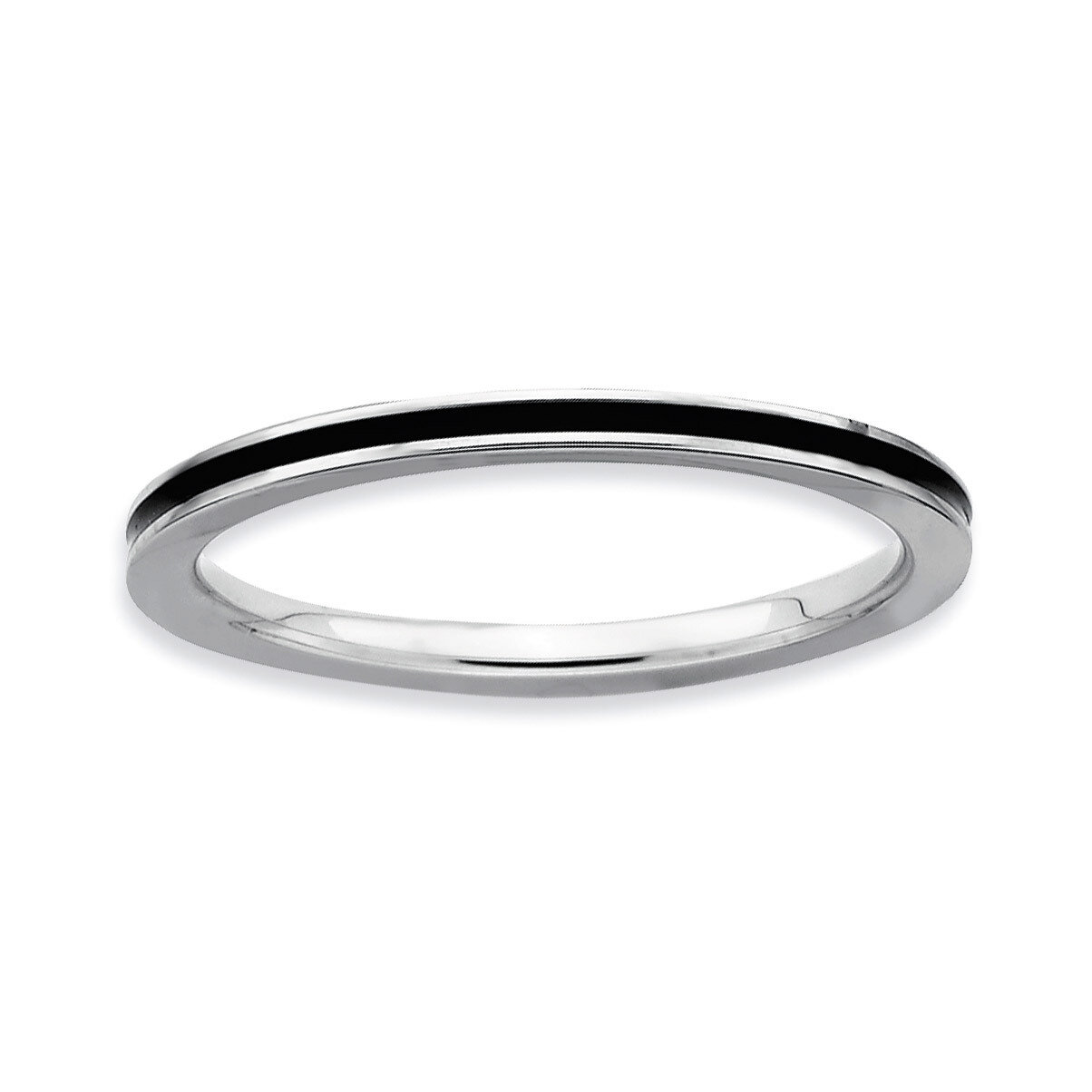 Black Enameled 1.5Mm Ring Sterling Silver QSK140-10