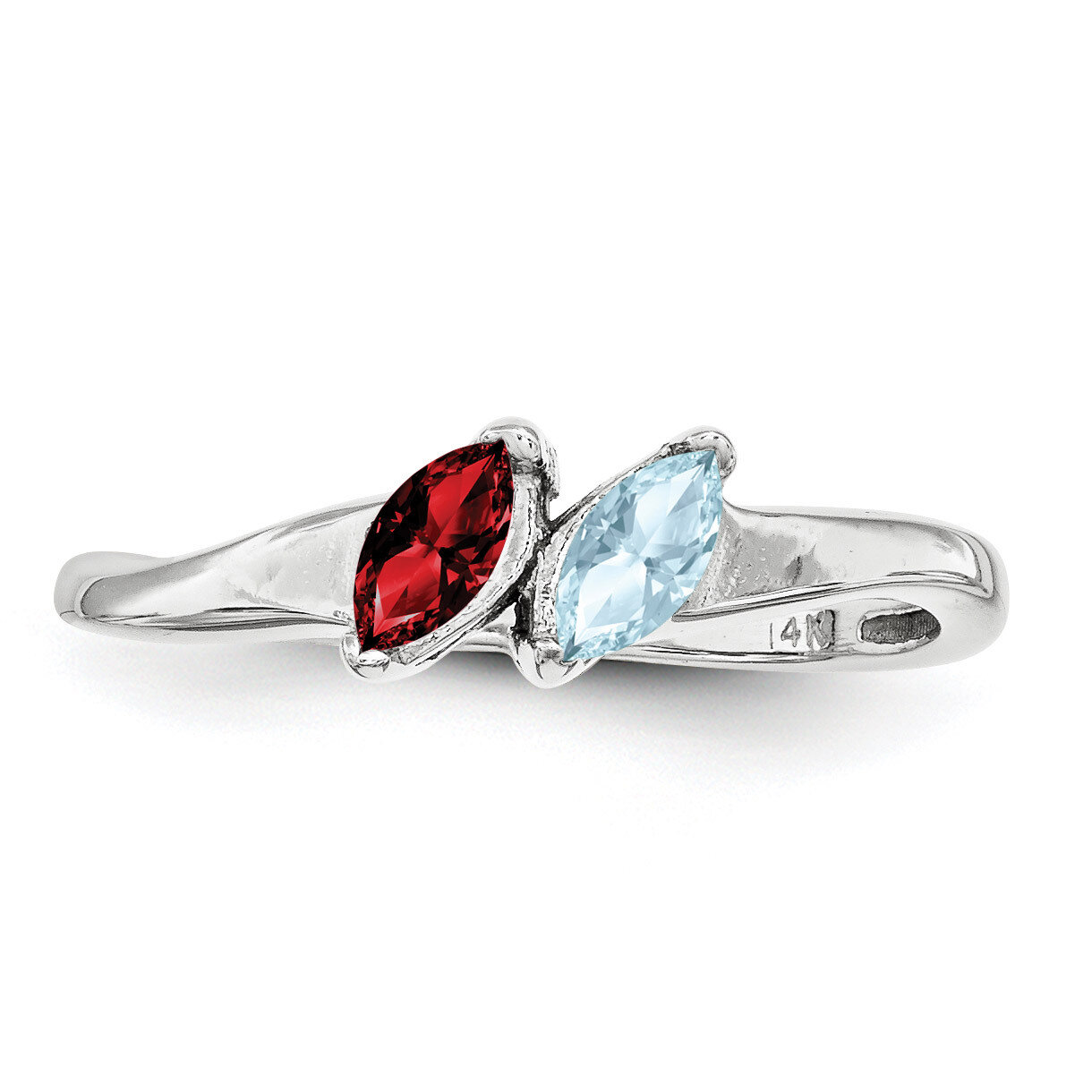 Synthetic 2 Stone Mother&#39;s Ring Sterling Silver Rhodium-plated XMR62/2SS-5, MPN: XMR62_2W--6, 88395…