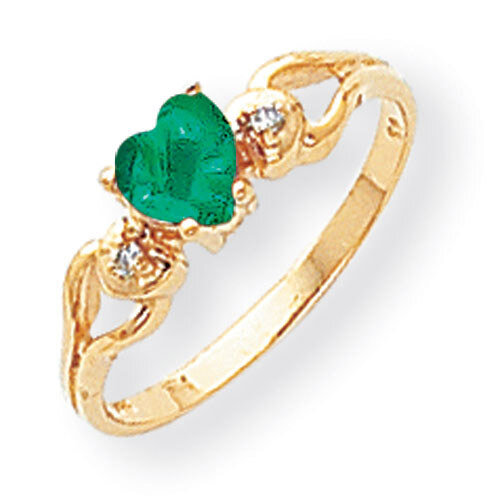 5Mm Heart Emerald Diamond Ring 14k Gold Y2186E/A