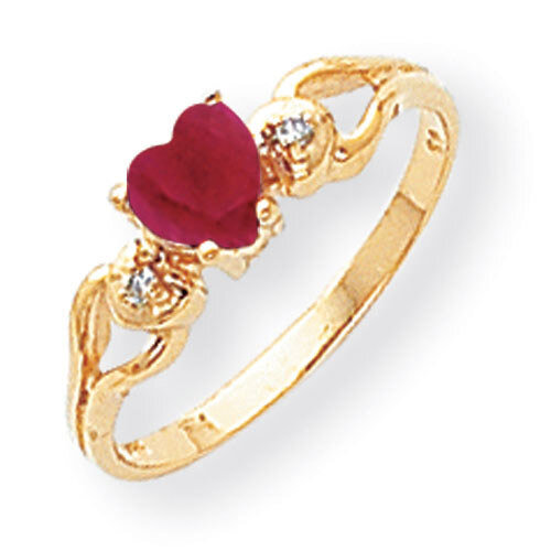 5Mm Heart Ruby Diamond Ring 14k Gold Y2186R/A