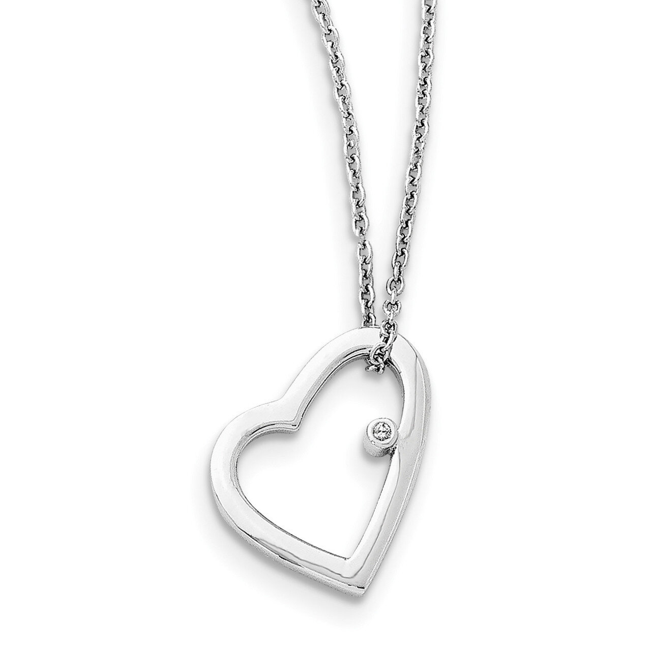 .01Ct Diamond Heart Necklace Sterling Silver QW154-18