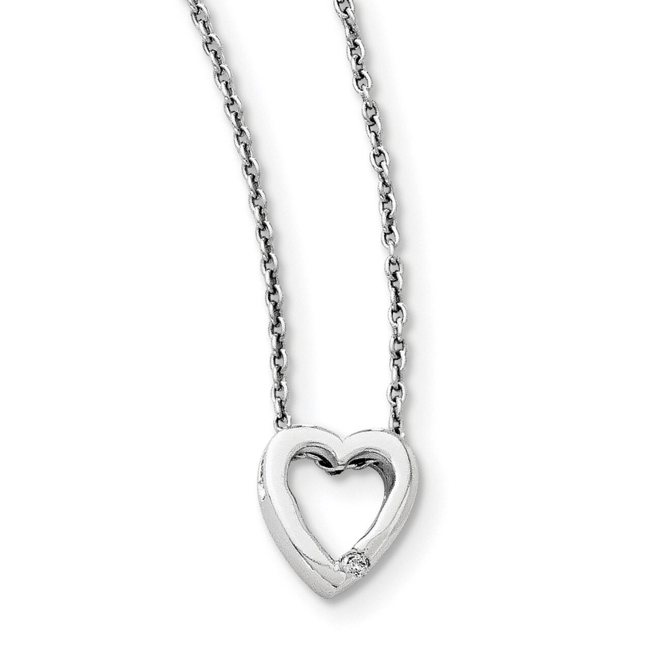 .02Ct Diamond Heart Necklace Sterling Silver QW161-18