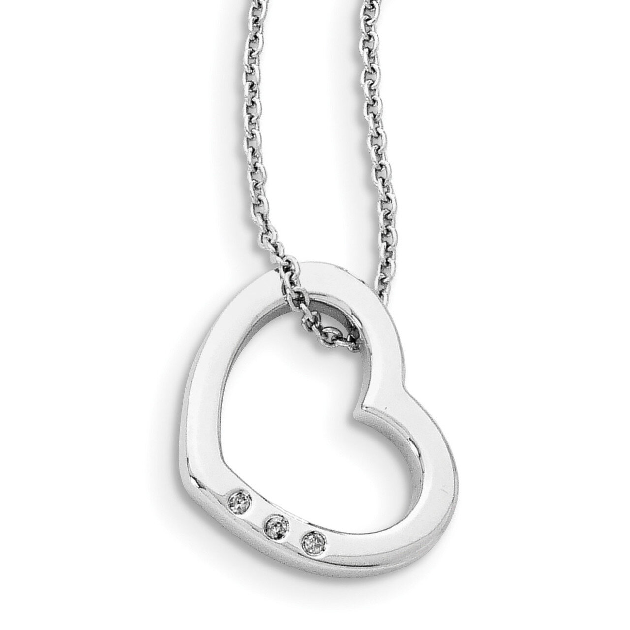 .03Ct. Diamond Heart Necklace Sterling Silver QW174-18