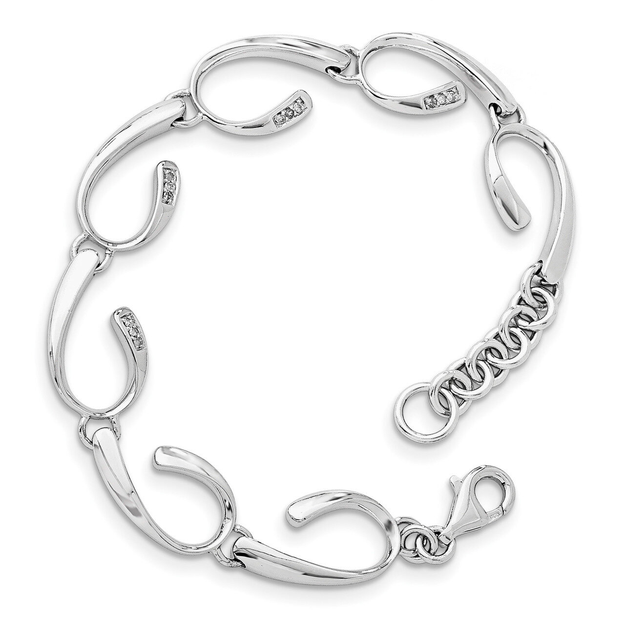 .06Ct. Diamond 7 Inch with 1In Ext Bracelet Sterling Silver QW238-7, MPN: QW238-7, 883957502557