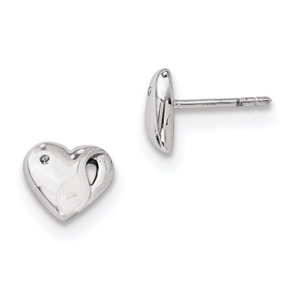 .01Ct. Diamond Heart Earrings Sterling Silver QW243