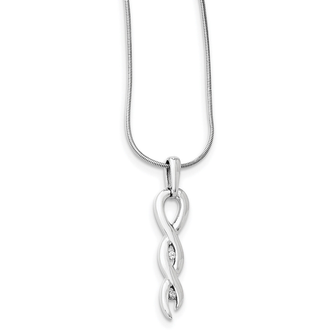 .02Ct. Diamond Twist Necklace Sterling Silver QW264-18