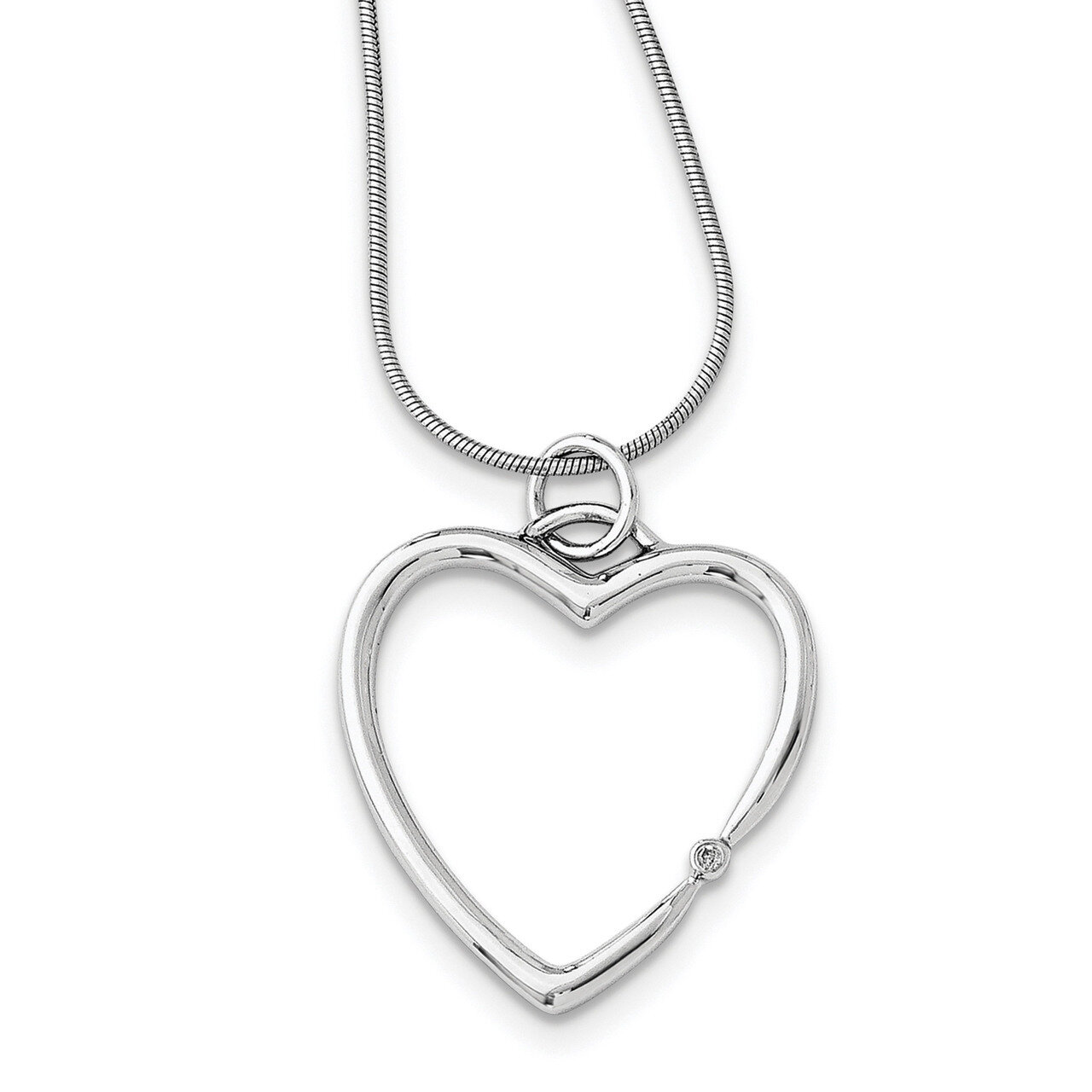 .01Ct. Diamond Heart Necklace Sterling Silver QW270-18