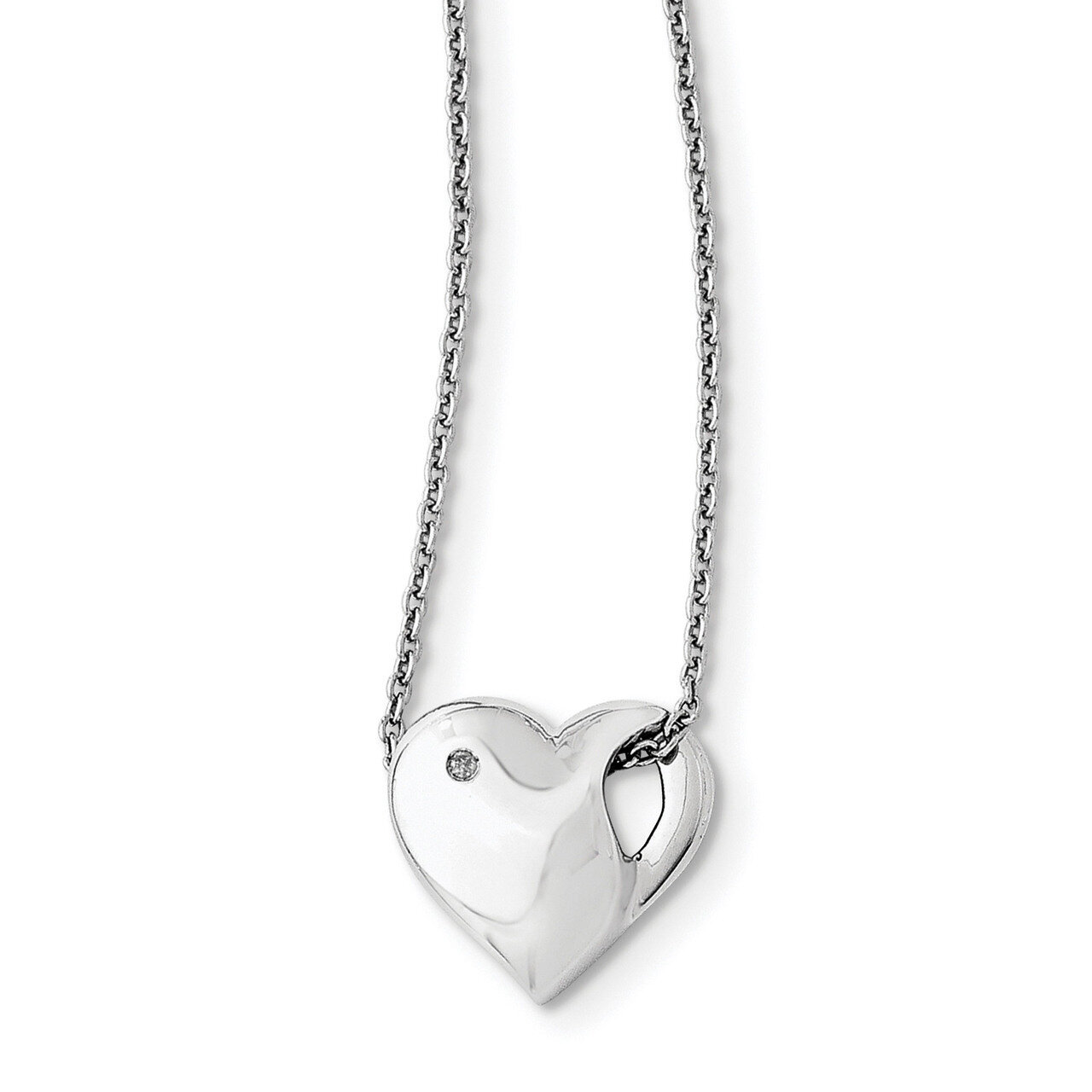 .01Ct. Diamond Heart Necklace Sterling Silver QW289-18