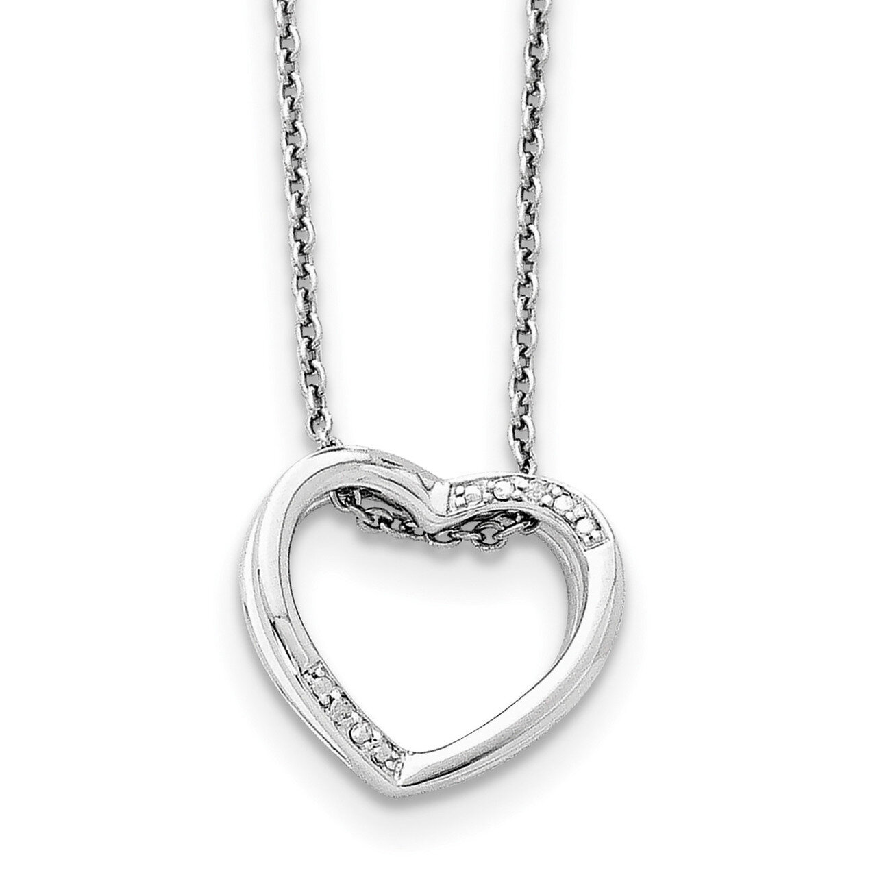 Heart Necklace Diamond Sterling Silver QW312-18