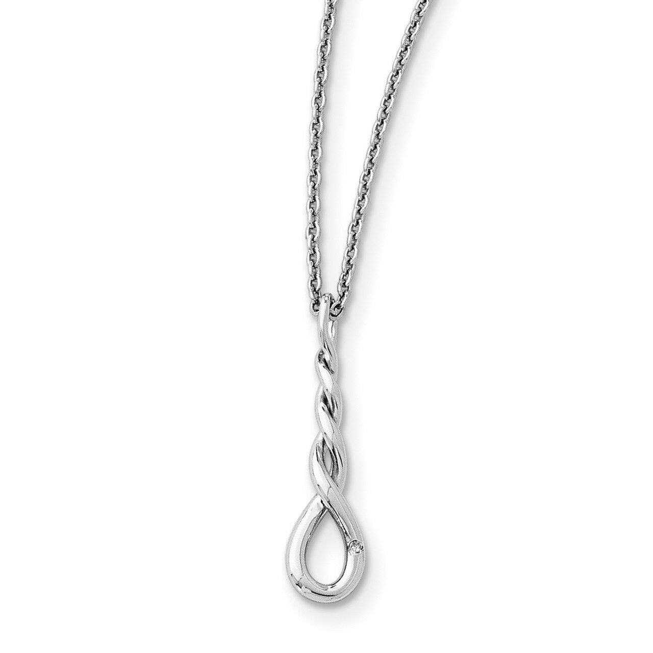 Twisted Diamond Necklace Sterling Silver QW324-18