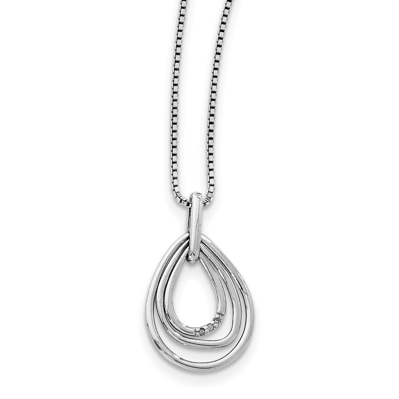 Teardrop Diamond Necklace Sterling Silver QW332-18, MPN: QW332-18, 883957027975