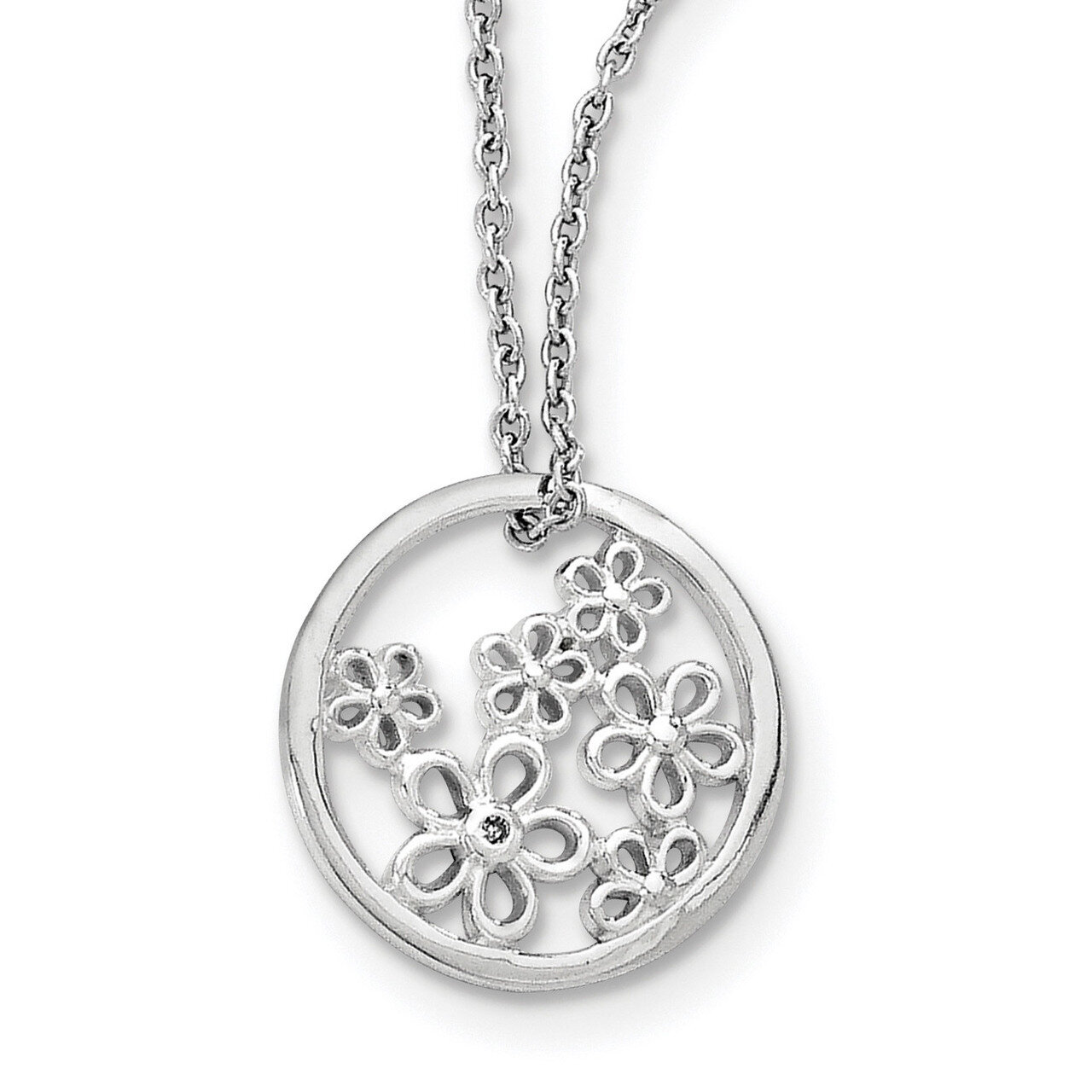 Flower Necklace Sterling Silver QW341-18, MPN: QW341-18, 886774968834