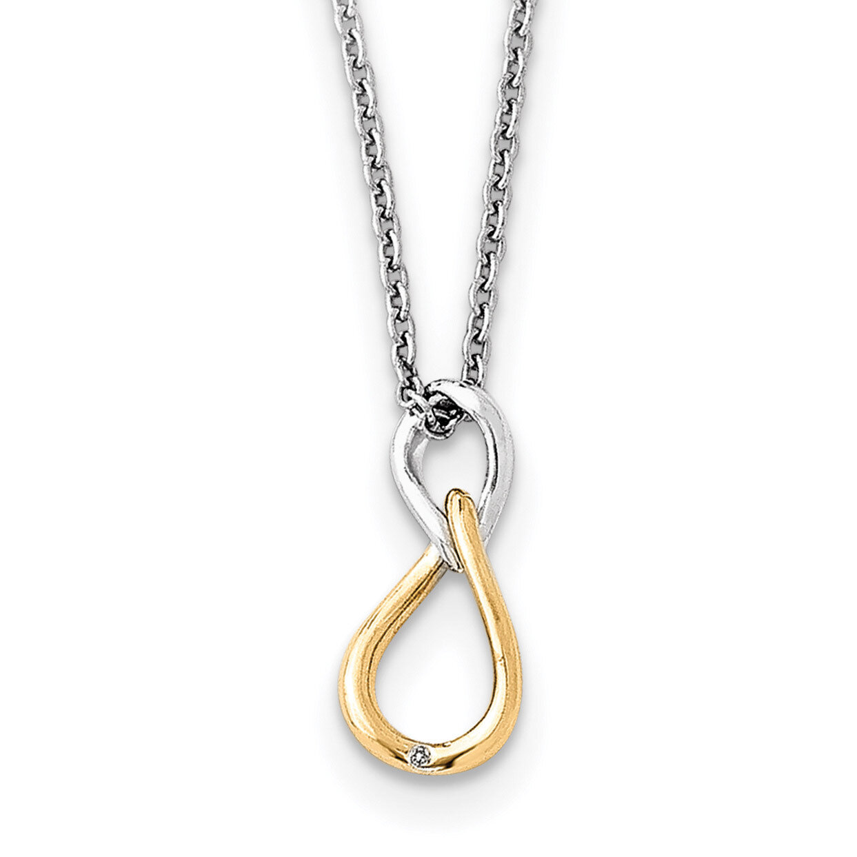 Gold-Plated Diamond Necklace Sterling Silver QW352-18