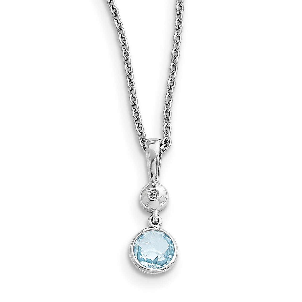 Blue Topaz and Diamond Necklace Sterling Silver QW359-18