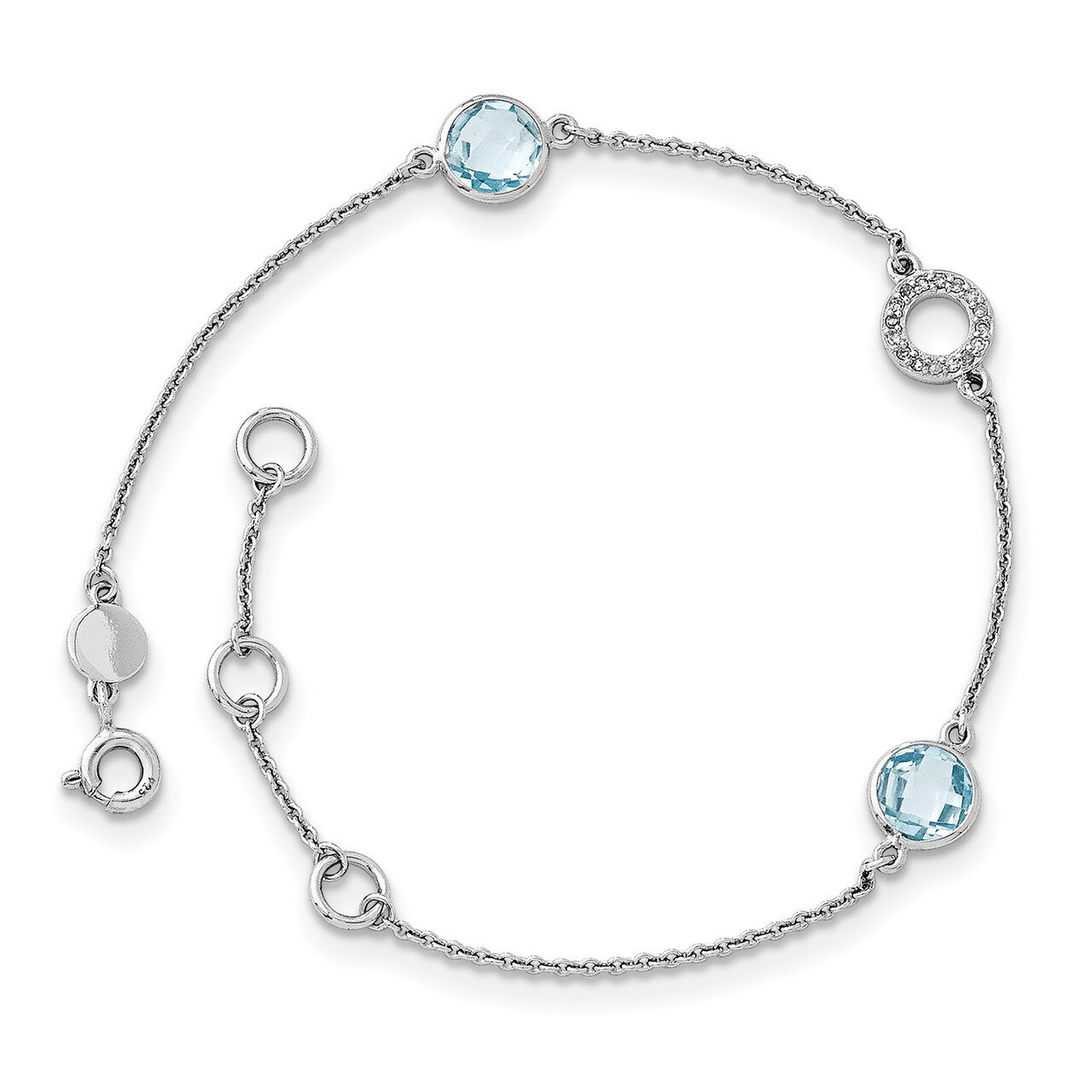 Blue Topaz and .05 Ct Diamond Bracelet Sterling Silver QW361-7.25, MPN: QW361-7.25, 886774967769