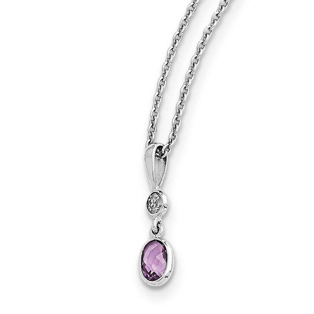 Amethyst and Diamond Necklace Sterling Silver QW366-18