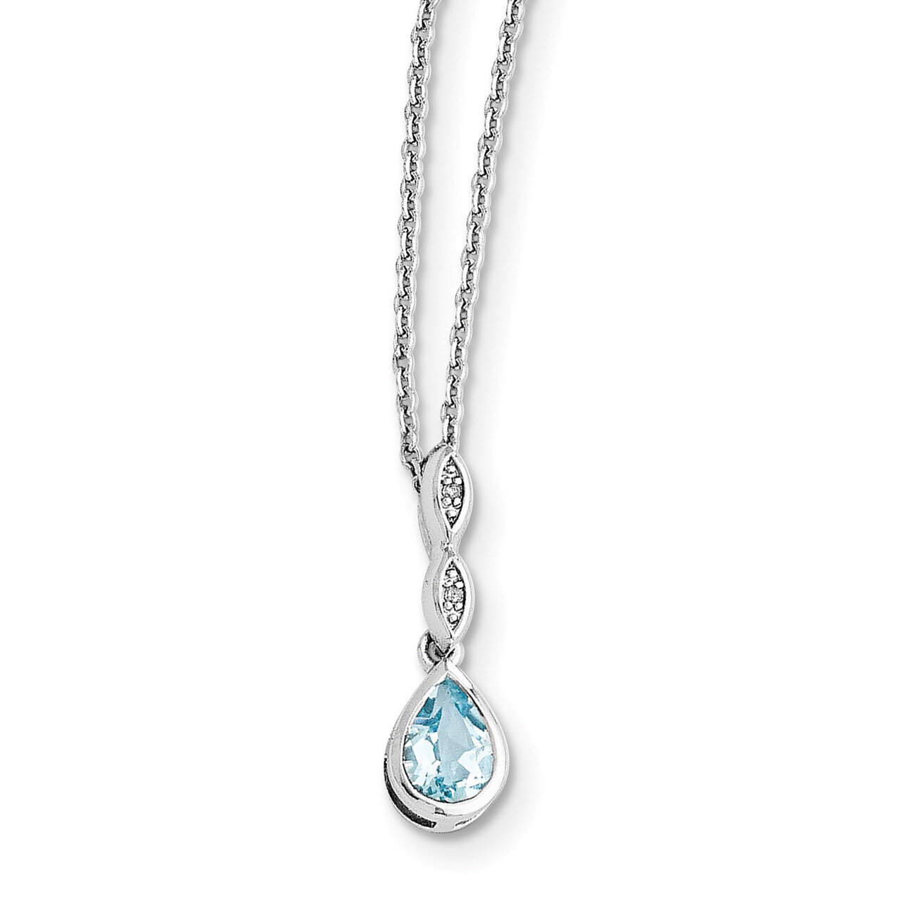 Blue Topaz and .01 Ct Diamond Necklace Sterling Silver QW369-18, MPN: QW369-18, 886774968896