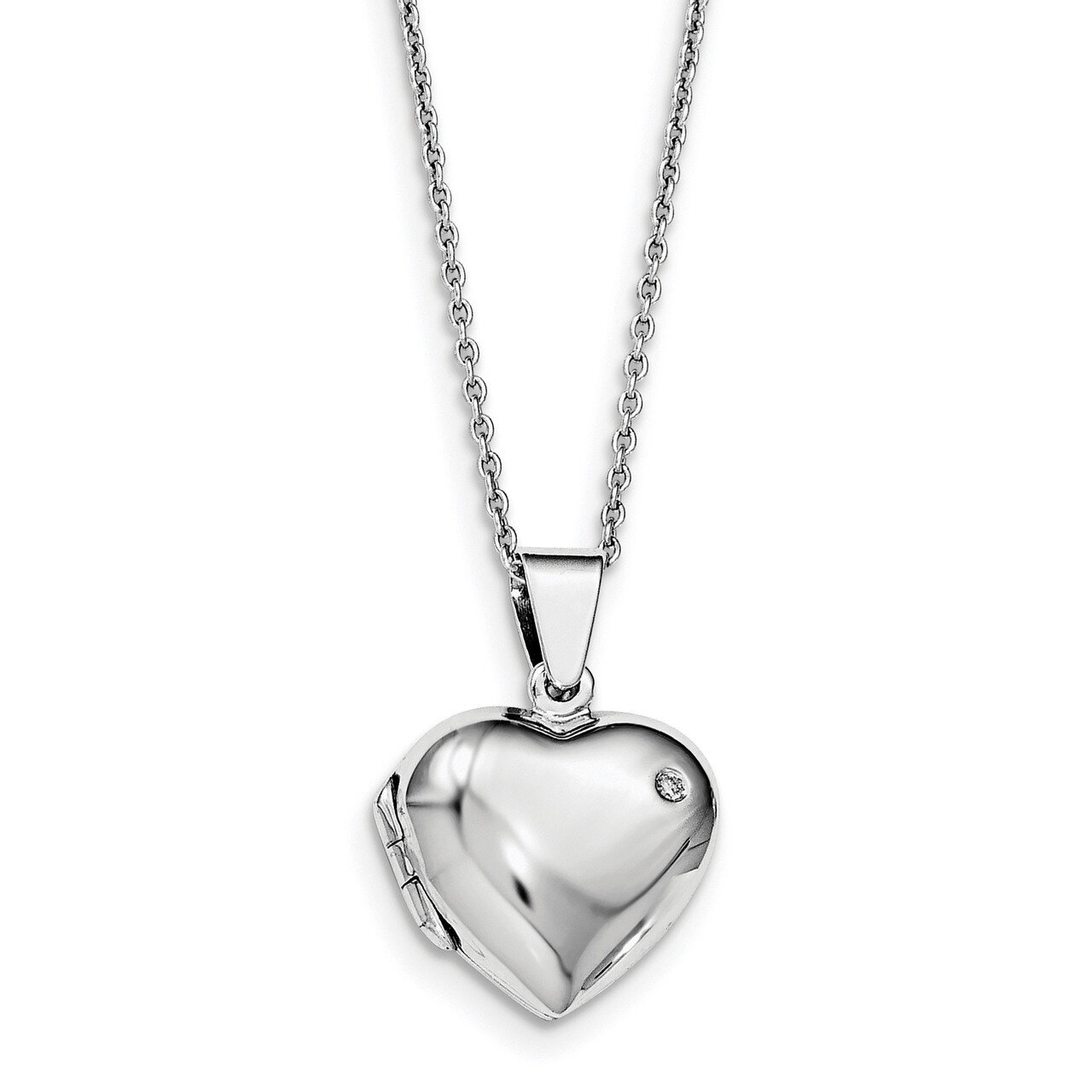 Heart Locket Pendant Diamond Sterling Silver QW405-18