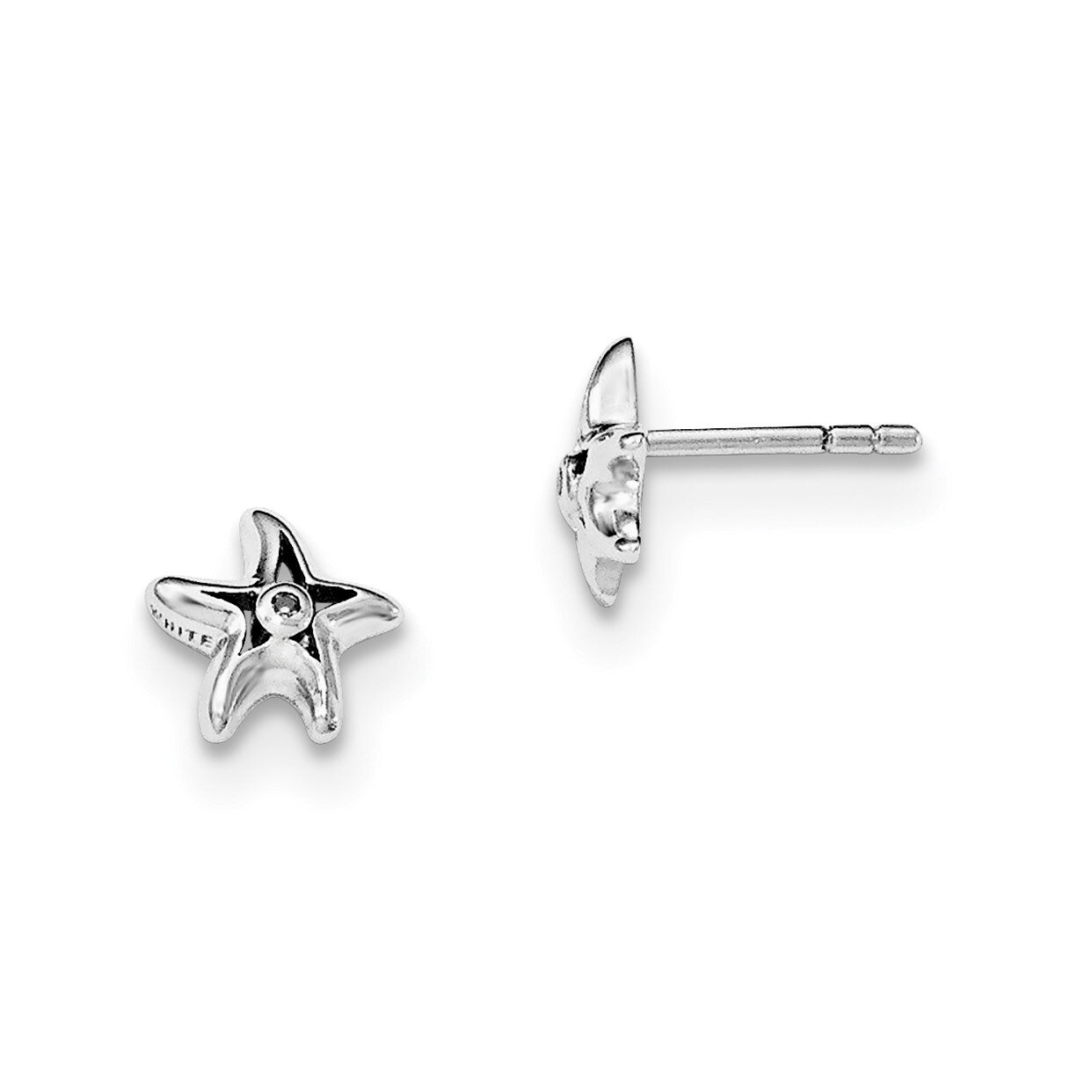 Starfish Post Earrings Diamond Sterling Silver QW411