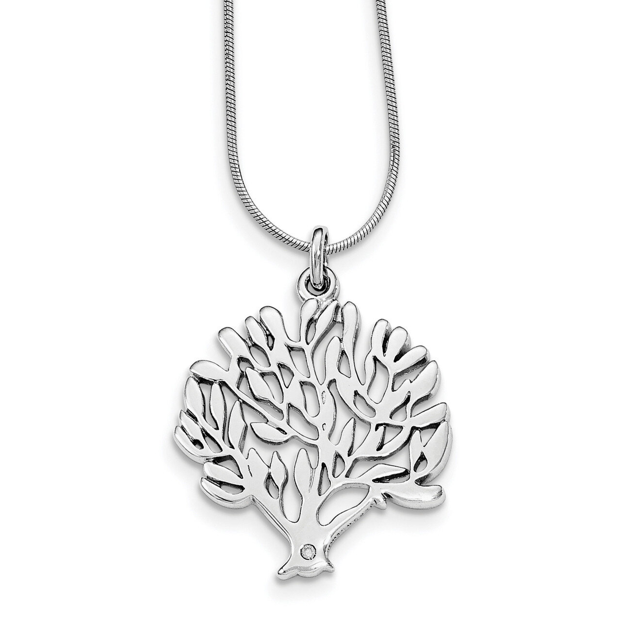 Tree Pendant Diamond Sterling Silver QW412-18, MPN: QW412-18, 886774559469