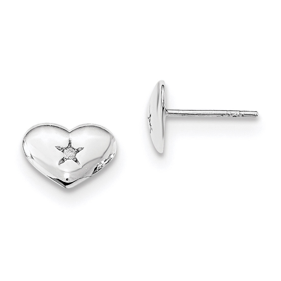 Heart Post Earrings Diamond Sterling Silver QW423, MPN: QW423, 883957955025