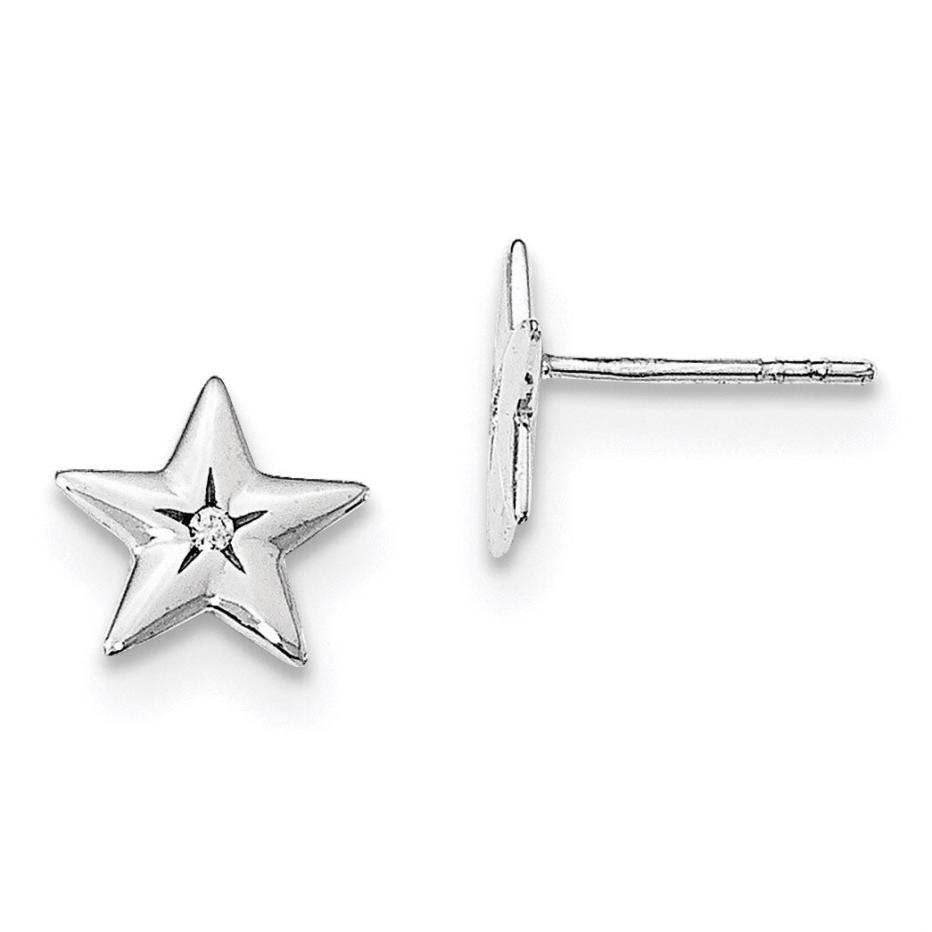 Star Post Earrings Diamond Sterling Silver QW424, MPN: QW424, 886774040561